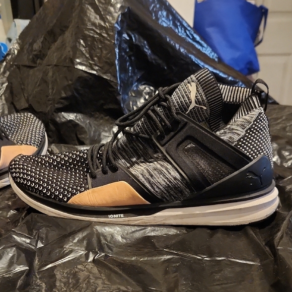 Puma Black and White Knit Sneakers - Picture 6 of 8